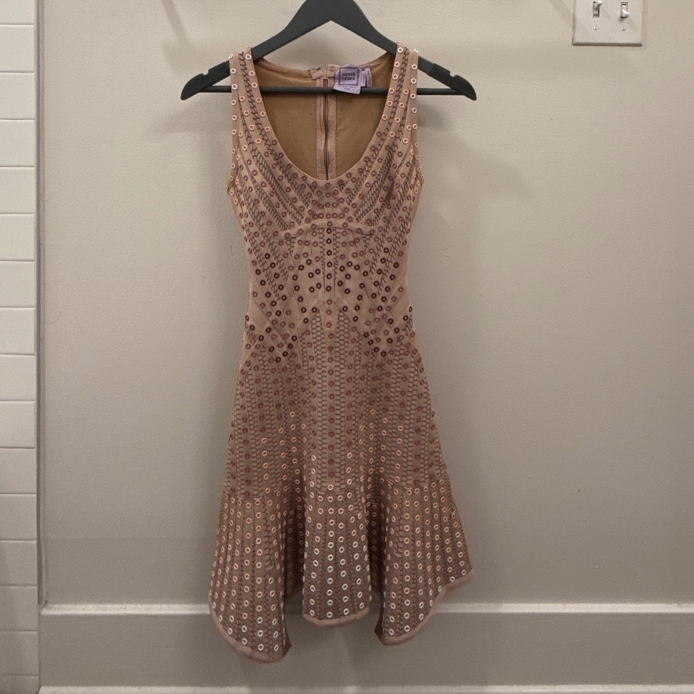 Hervé Léger XXS Nude Bandage Fit & Flare Dress